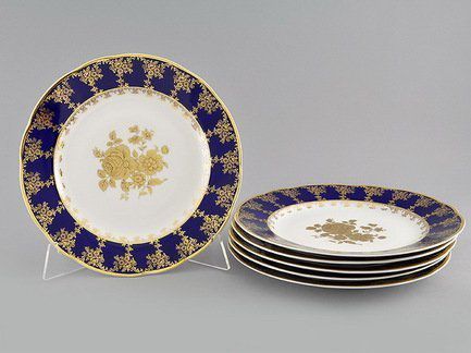 Leander Набор тарелок мелких Мэри-Энн Темно-синяя окантовка, 25 см, 6 шт. 03160115-0431 Leander