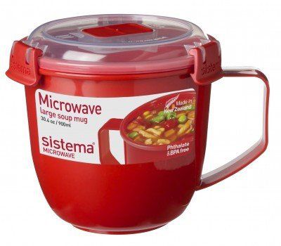 Sistema Кружка суповая Microwave (900 мл), 13х12.5 см, красная 1141 Sistema