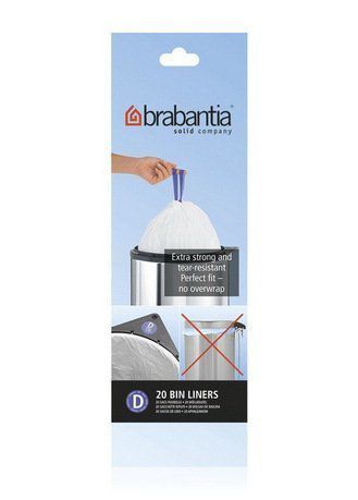 Brabantia Пакет пластиковый, размер D (15 л), белый, 20 шт. 246760 Brabantia
