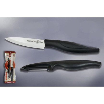 Hatamoto Подарочный набор из ножа Hatamoto и овощечистки, 110 мм, #4000 HC300W-BLK Hatamoto