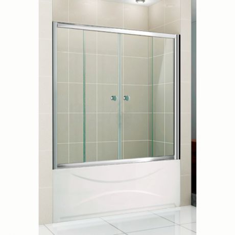Шторка для ванны Cezares Pratico VF 2 150/140 P Cr матовое стекло, профиль хром