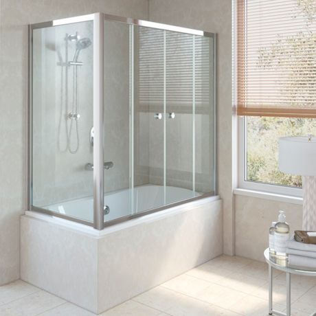 Шторка для ванны Vegas Glass Z2V+ZVF 160*85 08 01 стекло прозрачное, профиль глянцевый хром