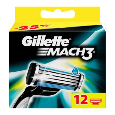 Сменные кассеты для бритья GILLETTE Mach3, 12 шт. [81542734]