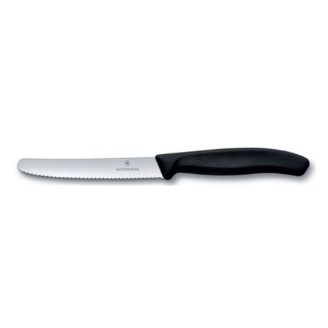 Нож кухонный Victorinox Swiss Classic (6.7833) стальной столовый лезв.110мм серрейт. заточка черный
