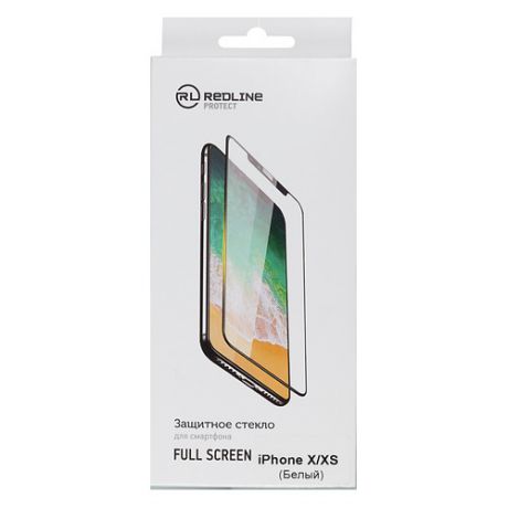 Защитное стекло для экрана REDLINE Full Screen для Apple iPhone X/XS, 1 шт, белый [ут000012296]