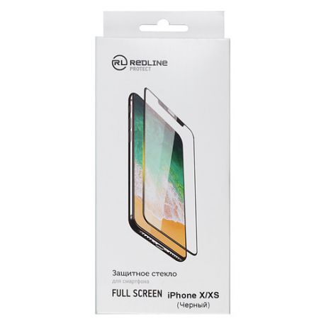 Защитное стекло для экрана REDLINE Full Screen для Apple iPhone X/XS, 1 шт, черный [ут000012297]