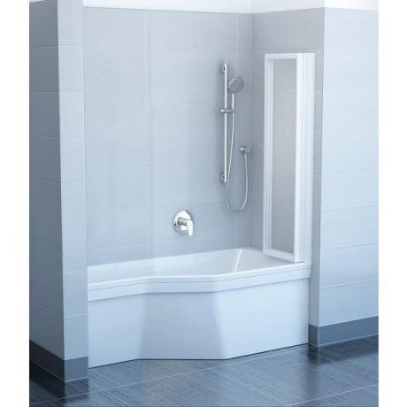 Шторка для ванны Ravak VS3 100 белый профиль, прозрачное стекло