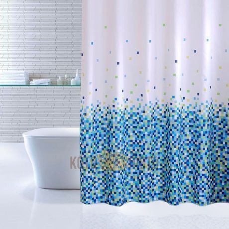 Штора для ванной комнаты Iddis Blue Pixels 600P18Ri11