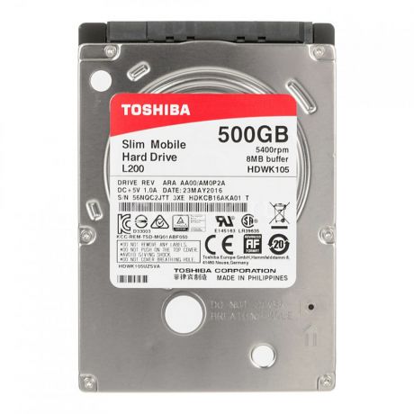 Жесткий диск Toshiba L200 Slim 500Gb (HDWK105UZSVA)