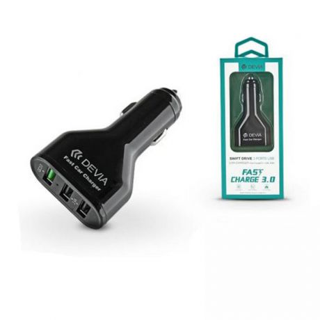 АЗУ Devia Swift Drive Car Charger 3USB QC3.0 - Black