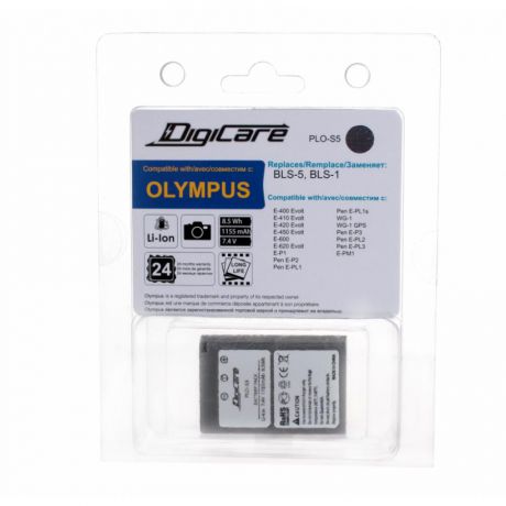 Аккумулятор DigiCare PLO-S5 / Olympus BLS-5 / BLS-1 для PEN E-P3, E-PL2, E-PL3, E-PM1