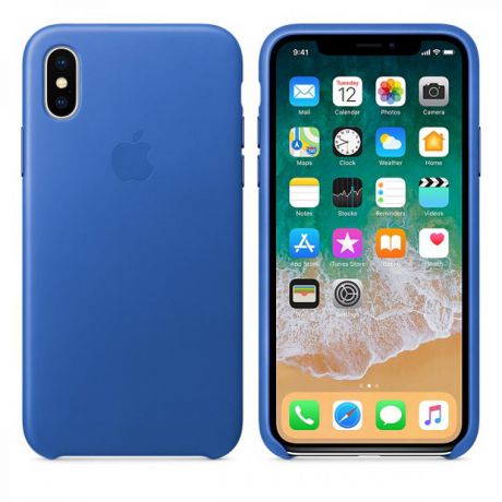 Кожаный чехол Apple Leather Case для iPhone X (MRGG2ZM/A) Electric Blue