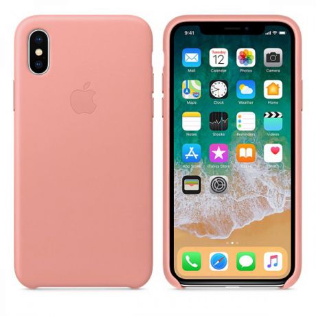 Кожаный чехол Apple Leather Case для iPhone X (MRGH2ZM/A) Soft Pink