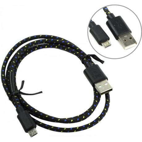 Кабель Hama H-20074 Cotton microUSB (m)-USB 2.0 (m) черный 1м для Универсальный для универсальный (00020074)