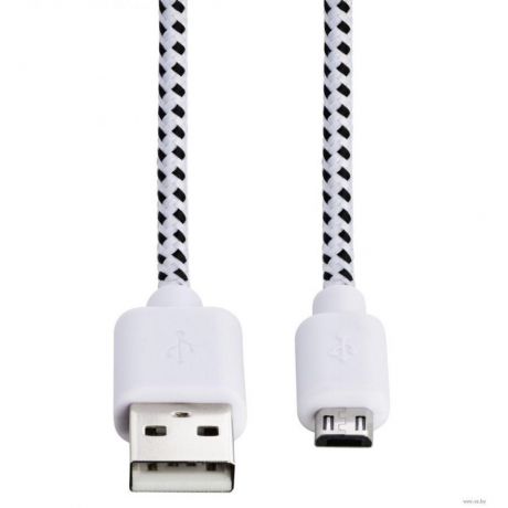 Кабель Hama H-20075 Cotton microUSB (m)-USB 2.0 (m) белый 1м для Универсальный для универсальный (00020075)