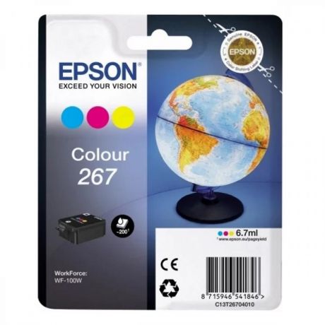 Картридж Epson T267 (C13T26704010) для Epson WF-100W, голубой/пурпурный/желтый