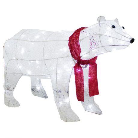 Фигура светодиодная FirstBird Белый медведь с красным шарфом LD16931WH, 70 LED огней, 80см