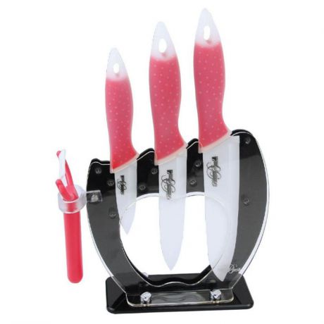 Набор керамических ножей Barton Steel BS - 9066, 5 предметов, розовый