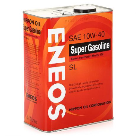 Моторное масло ENEOS Super Gasoline 10W40 SL, 4 л, полусинтетическое