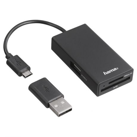 концентратор USB 2.0 Hama OTG Hub/Card/microUSB 00054141, 1 порт
