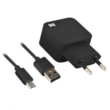 Сетевое зарядное устройство Maverick, 3.1A, 2 USB, с кабелем micro USB, черный