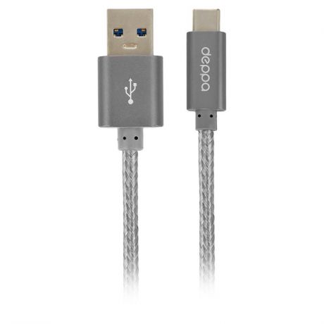 Кабель Deppa 72251, USB A 3.0 - USB Type-C, 3А, 1.2 м, графит