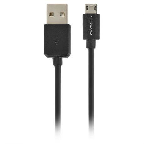 Кабель Solomon X-Fit, USB - micro USB, 1 м, 2А, USB 2.0, двухсторонний, черный