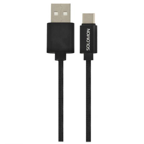 Кабель Solomon Nylon Alu, USB - USB Type-C, 1 м, 2А, USB 2.0, черный