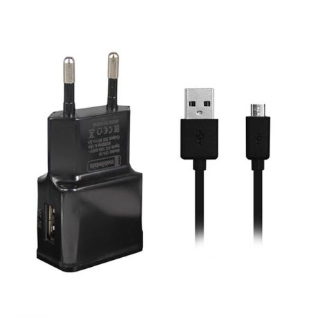 Сетевое зарядное устройство MobileData CH-10-MC Black, 2A, 1 USB, с кабелем USB - micro USB, 1 м, черный