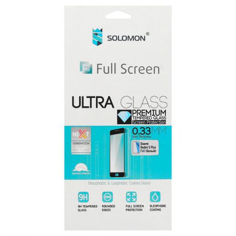 Защитное стекло Solomon для Xiaomi Redmi 5 Plus, 2.5D, 0.33 мм, полное покрытие экрана, с рамкой, белый