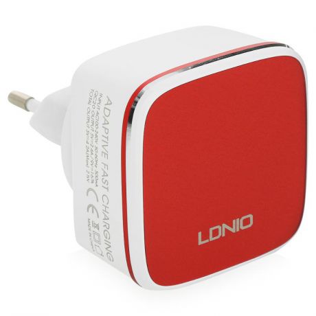 Сетевое зарядное устройство LDNIO A2405Q, 4.2А, 2 USB, с кабелем Lightning, 1 м, поддержка Qualcomm Quick Charge 2.0, белый