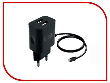 Зарядное устройство Ubik UHS22L 2xUSB 2.1A Кабель Lightning Black