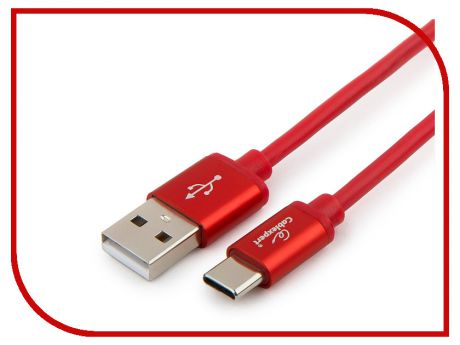 Аксессуар Gembird Cablexpert Silver Series USB 2.0 - USB Type-C 1m Red CC-S-USBC01R-1M