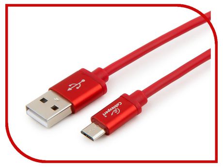 Аксессуар Gembird Cablexpert Silver Series USB 2.0 - MicroUSB 1m Red CC-S-mUSB01R-1M