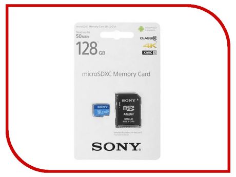 Карта памяти 128Gb - Sony micro SDXC UHS-I U1 + ADP Class 10 SR-EDG1A с переходником под SD