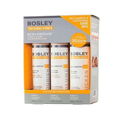 Bosley Система Желтая для Нормальных/Тонких Окрашенных Волос (Шампунь 150мл+кондиционер 150мл+уход 100мл)