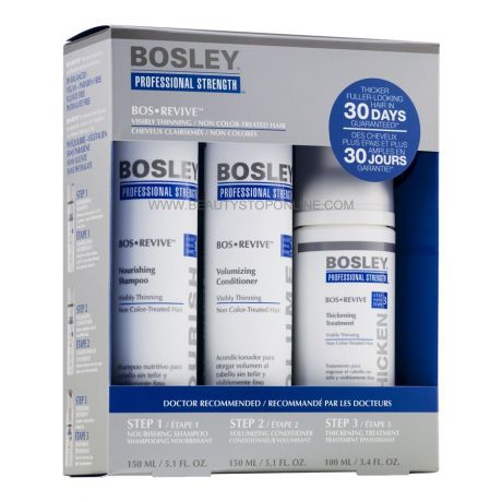 Bosley Система Синяя для Истонченных Неокрашенных Волос (Шампунь 150мл+кондиционер 150мл+уход100мл)