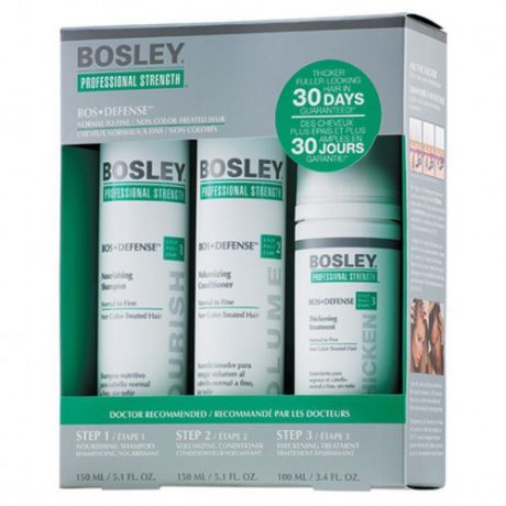 Bosley Система Зеленая для Нормальных/Тонких Неокрашенных Волос (Шампунь 150мл+кондиционер 150мл+уход 100мл)