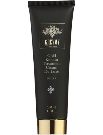 Greymy Professional Gold Keratin Treatment Cream De Luxe (Кератиновый крем с частицами золота), 100 мл