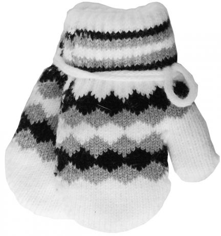 Варежки и перчатки Варежки для девочки Хамелеон, белые с рисунком «ромбики»