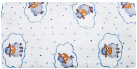 Первые вещи новорожденного Barkito Комплект пеленок фланель, 2шт, белая с рисунком Барашки, голубая с рисунком Машинки, 90x120 см