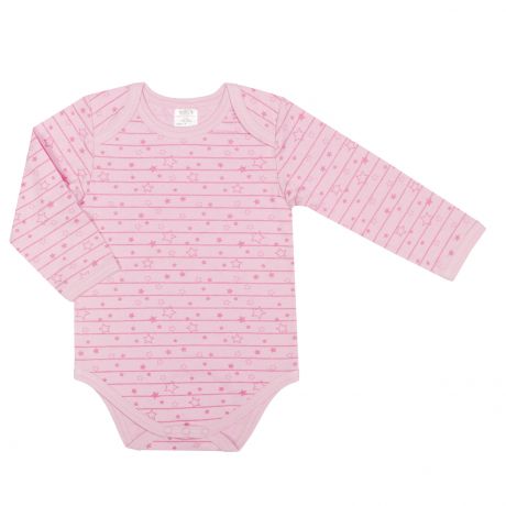 Первые вещи новорожденного Barkito Боди с длинным рукавом для девочки Barkito "Звёздочки", розовое