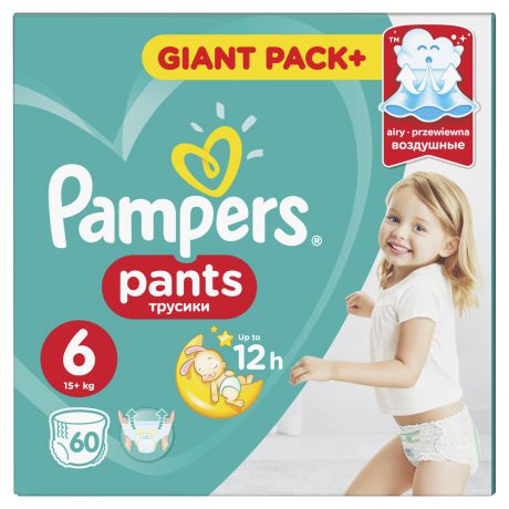 Подгузники-трусики Pampers Pants 6 Extra Large (от 15 кг) 60 шт.