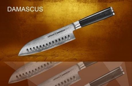 SD-0094/16 Нож кухонный стальной сантоку SAMURA DAMASCUS