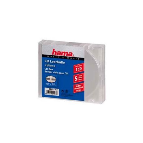 Коробка HAMA H-51163, 5шт., прозрачный, для 5 дисков [00051163]