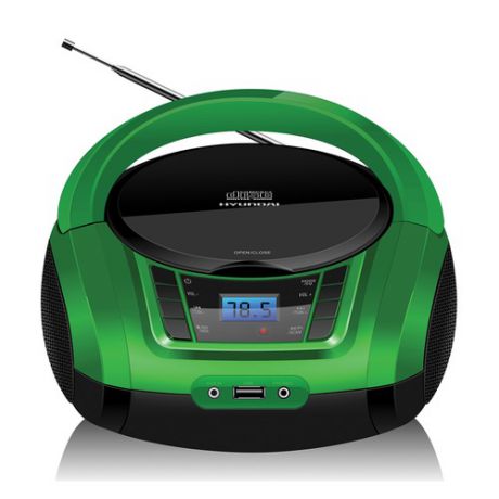 Аудиомагнитола HYUNDAI H-PCD360, черный и зеленый