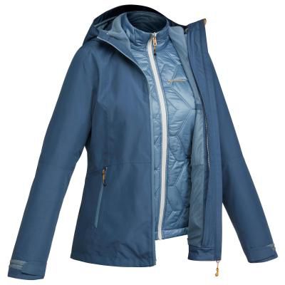 Куртка QUECHUA Женская Куртка Для Треккинга Rainwarm 500 3 В 1 Темно–синяя