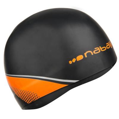 Шапочка для плавания NABAIJI Шапочка Для Плавания Из Пресованного Силикона Черно-оранжевая