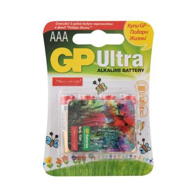 Батарейки GP Батарейки Gp Ultra Alkaline Aaa (lr03), 4 Шт. (24augl-cr4) + Магнит