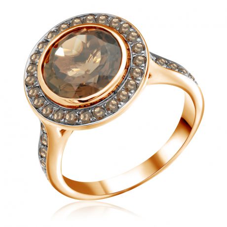 Кольцо из красного золота с бриллиантами и кварцем D0001241305